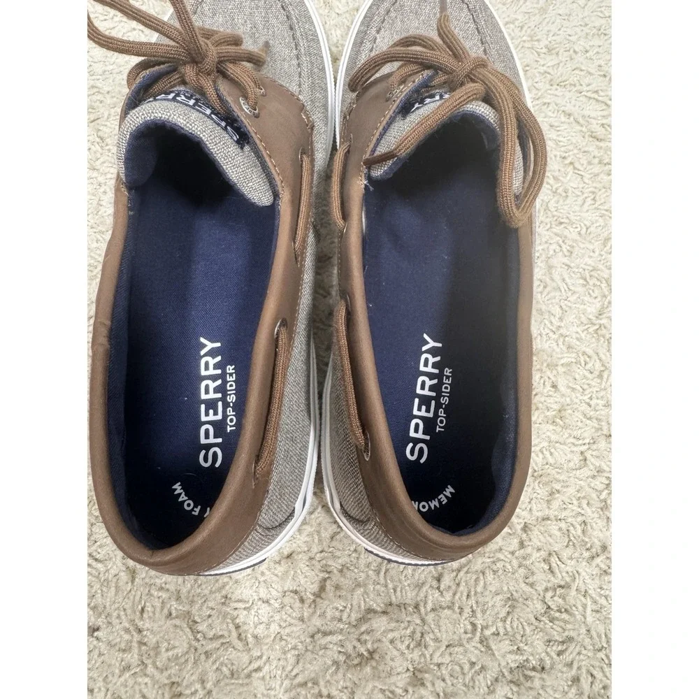 Sperry Top Sider Halyard Brown Canvas Lace Up Boat Shoes Mens 12 STS21489 Casual